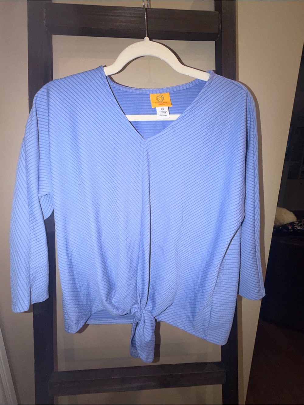 Ruby Rd. Light Blue Tie-Front V-Neck Tunic